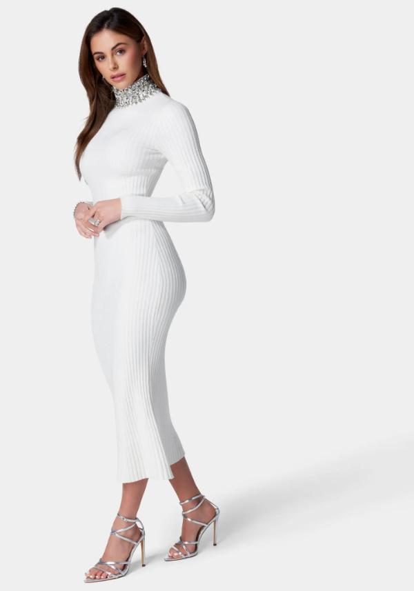 White Midi Dress Long Sleeve