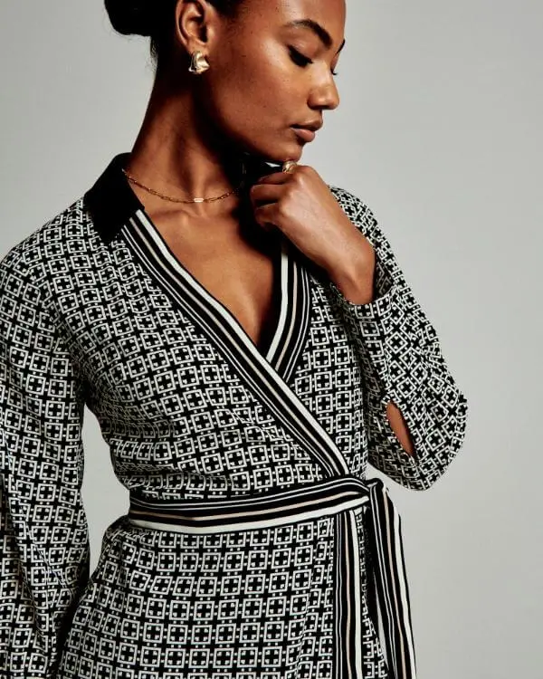 ruched wrap mini dress