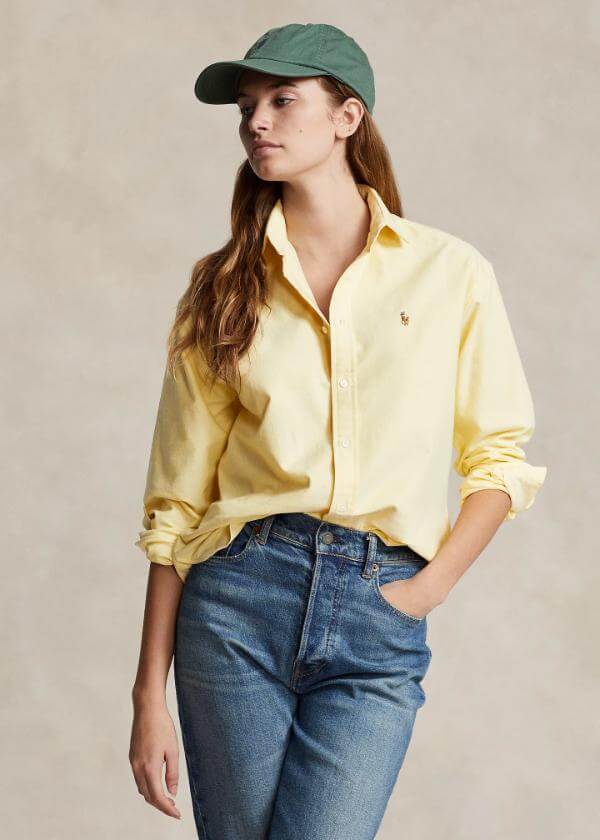 Yellow Oxford Shirt Women Outfit