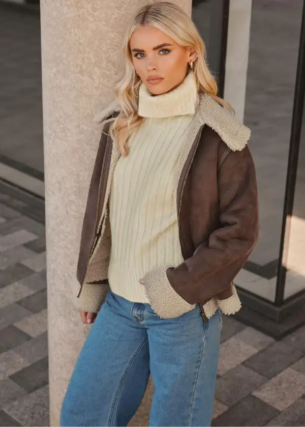 Aviator Jacket Outfit Winter Style