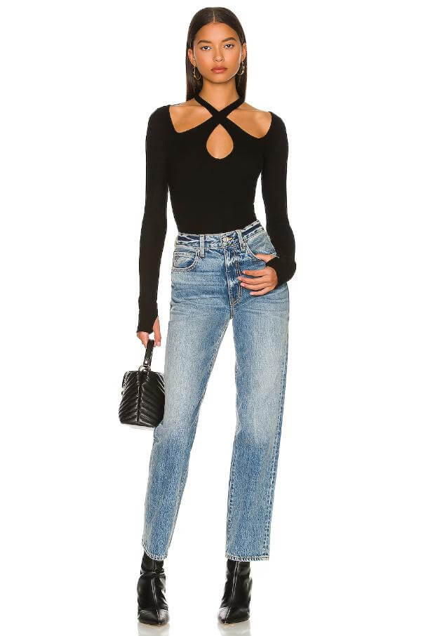 Black Long Sleeve Top With Jeans