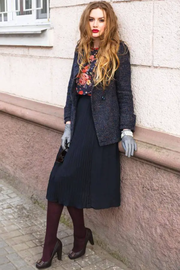 Black Midi Skirt Outfit Winter