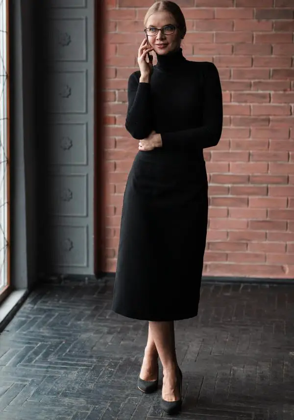 Black Midi Skirt Outfit Work