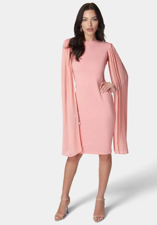 Cape Sleeve Midi Dress