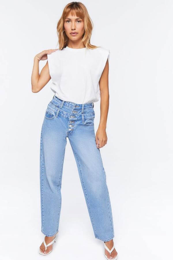 Double Waistband Jeans Outfit