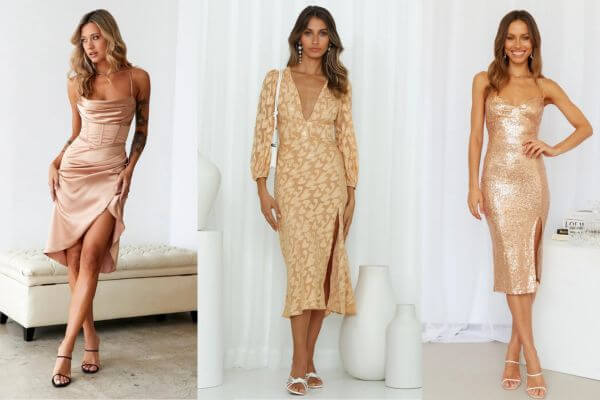 Gold Midi Dresses