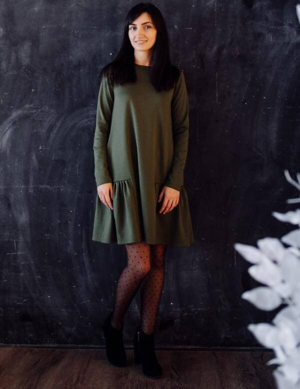 Green Midi Dress With Boots