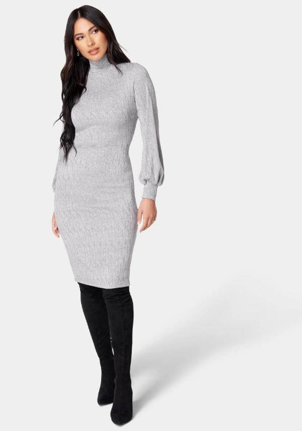 Grey Midi Dress Outfit Winter