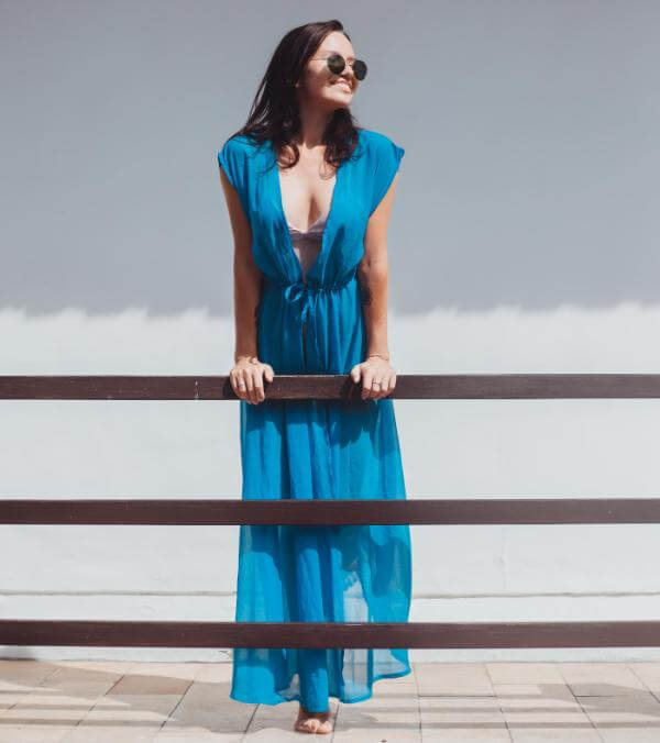 How to Style a Long Blue Dress
