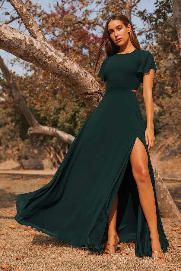 How to Style a Long Green Dress Casual