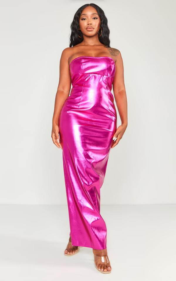Pink Metallic Dress Aesthetic