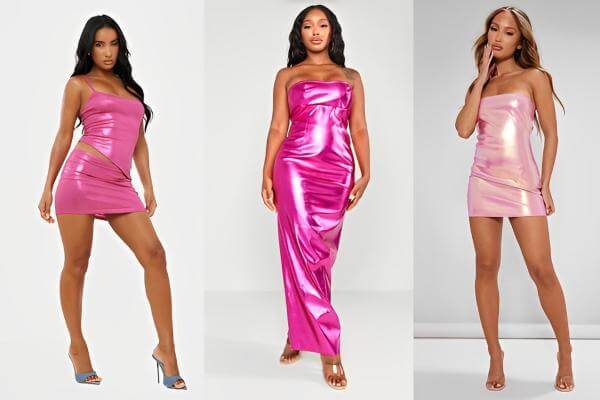 Pink Metallic Dress Outfits