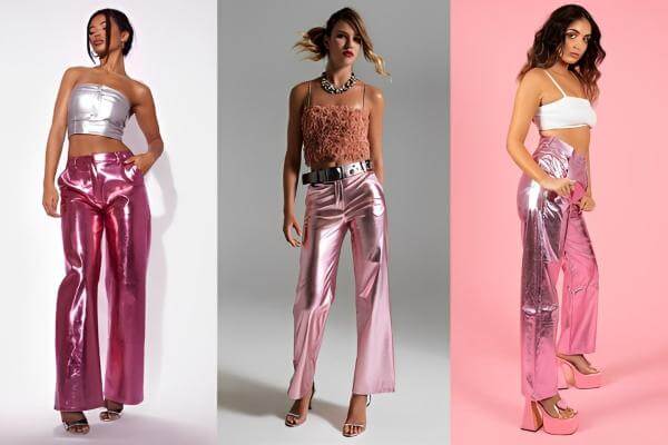 Pink Metallic Pants