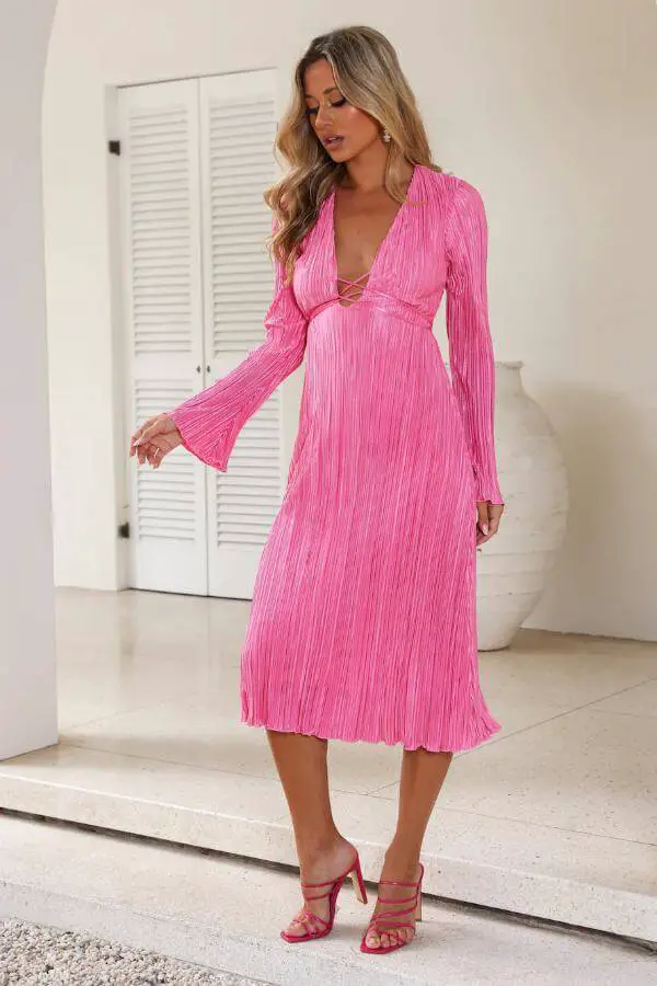 Pink Midi Dress Outfit Casual