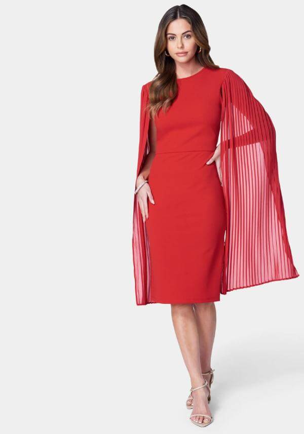 Red Cape Sleeve Dress