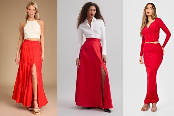 Red Maxi Skirt Outfit Ideas