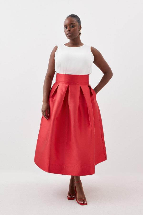 Red Maxi Skirt Outfit Plus Size