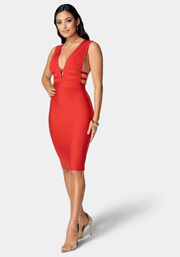 Red Midi Dress Outfit bodycon