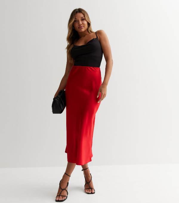 Red Midi Skirt Outfit Summer