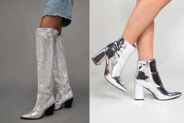Silver Metallic Boots Outfit Ideas