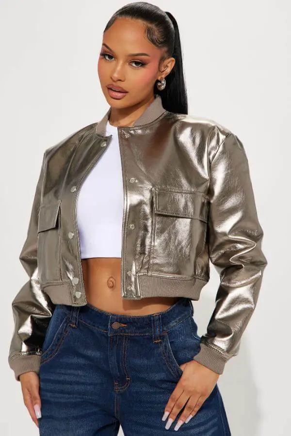 Silver Metallic Jacket Outfit