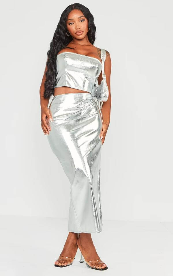 Silver Metallic Outfit Black Women
