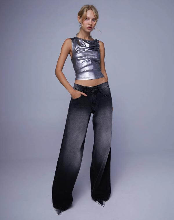 Silver Metallic Top Outfit Chic