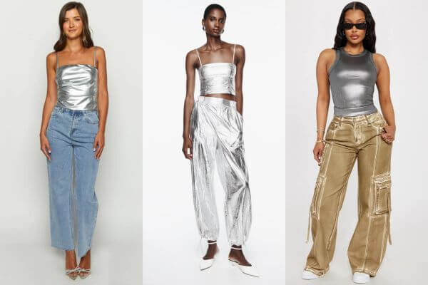 Silver Metallic Top Outfit Ideas