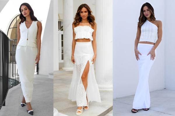 White Long Skirt Outfit Ideas