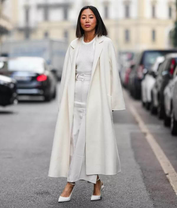 White Long Skirt Outfit Winter