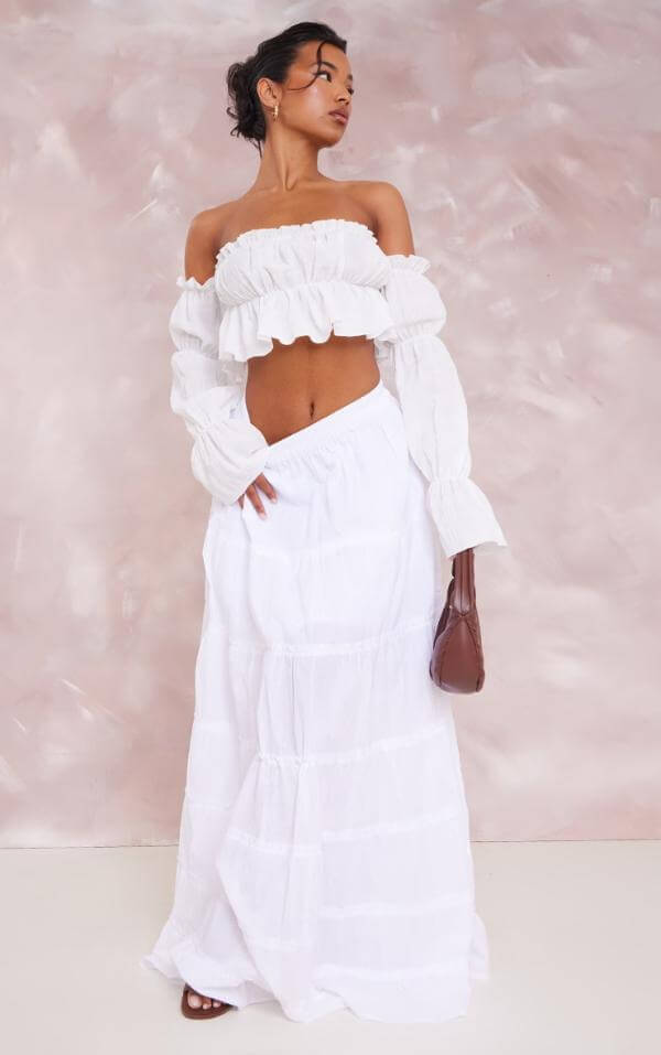 White Maxi Skirt Outfit Spring