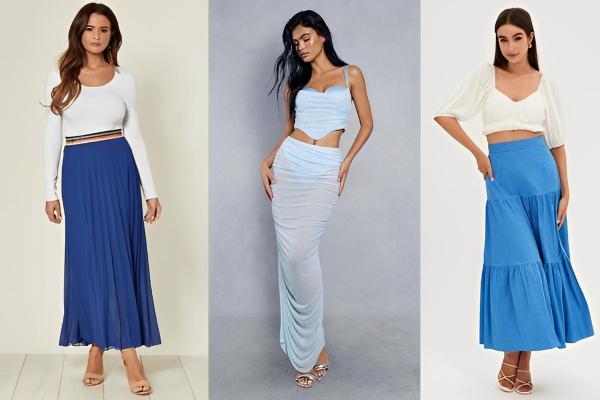 Blue Maxi Skirt Outfit Ideas
