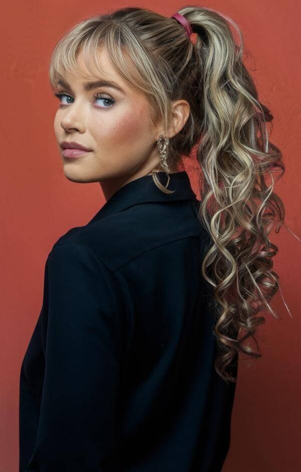 Curly Ponytail With Bangs