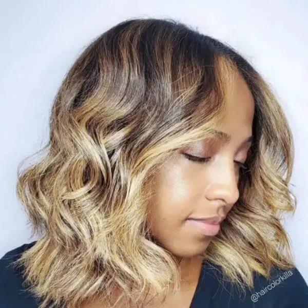 Golden Balayage Short Hair