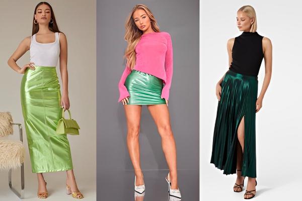 Metallic Green Skirts