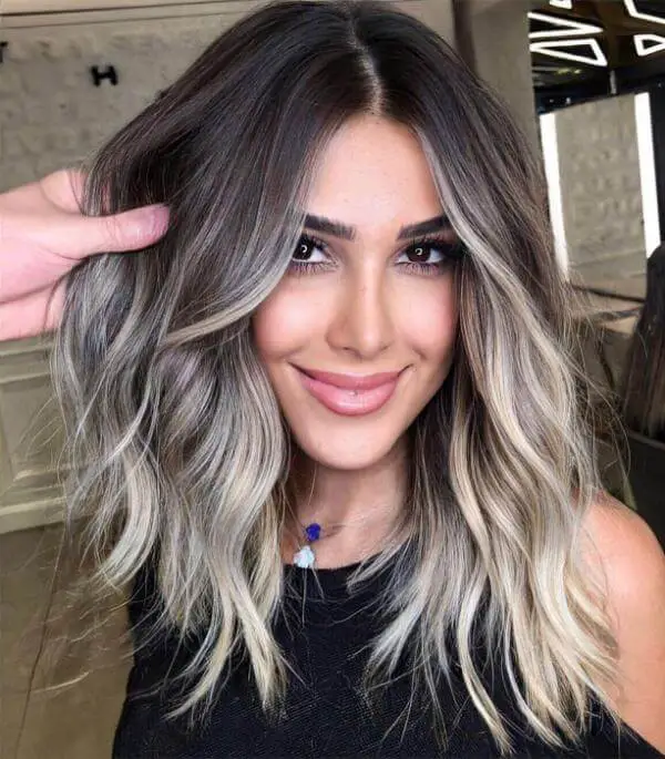 Ash Blonde Ombre on Dark Hair