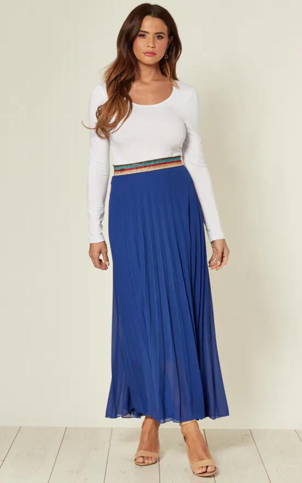 Blue Maxi Skirt Outfit Fall