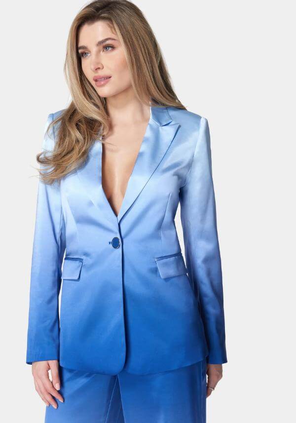 Blue Satin Jacket Outfit