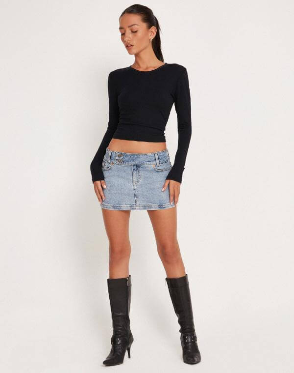 Denim Low Waisted Mini Skirt