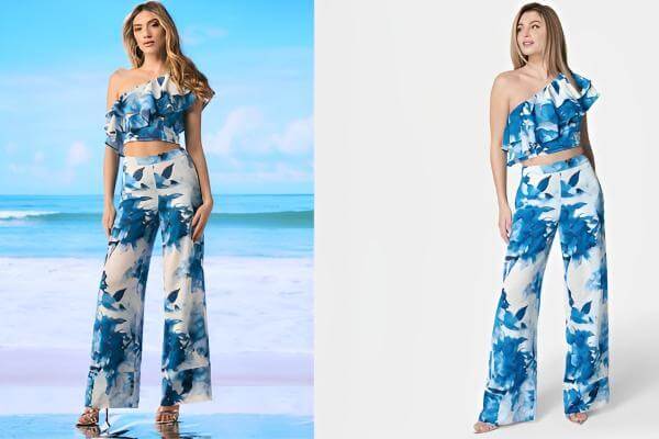 Floral Satin Palazzo Pants Outfit