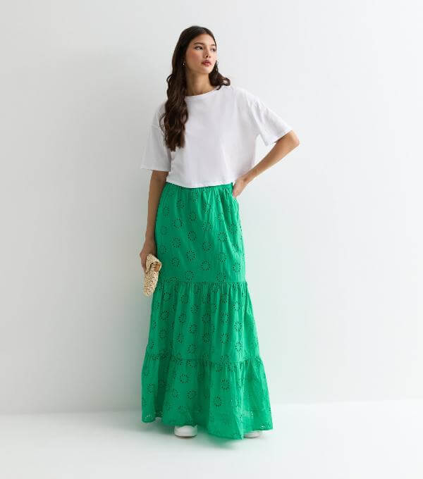 Green Maxi Skirt Outfit Aesthetic