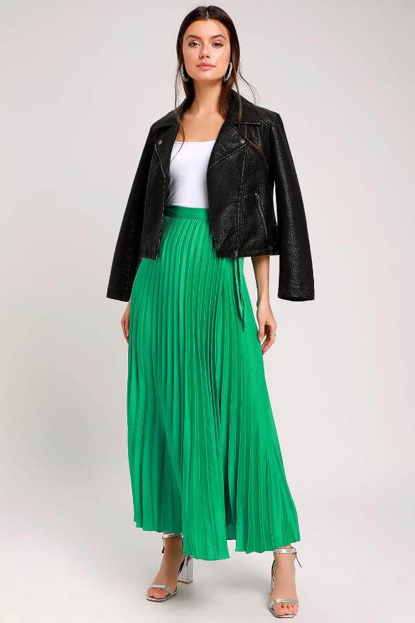 Green Maxi Skirt Outfit Fall