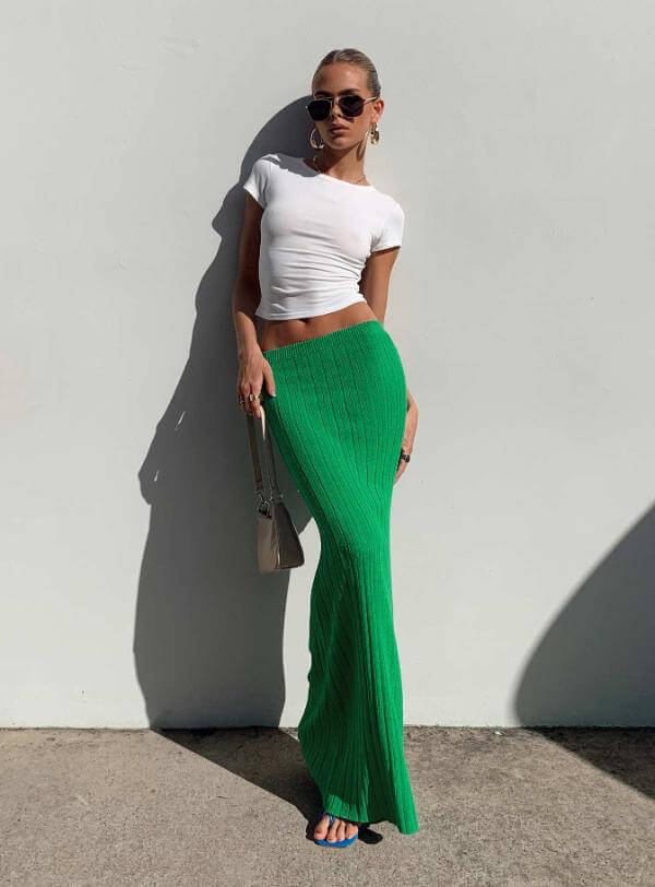 Green Maxi Skirt Outfit Summer