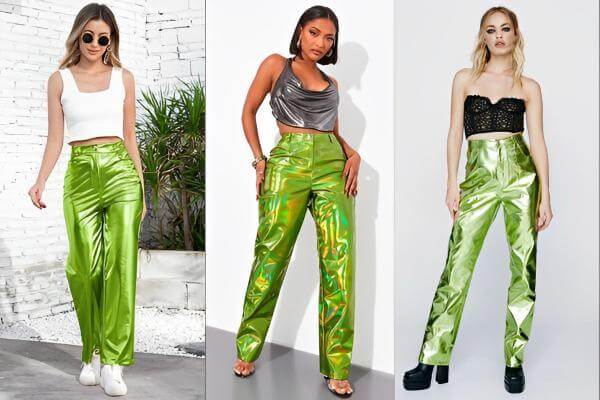 Green Metallic Pants Outfits