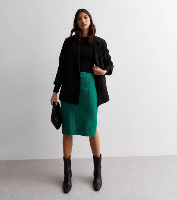 Green Midi Skirt Outfit Fall