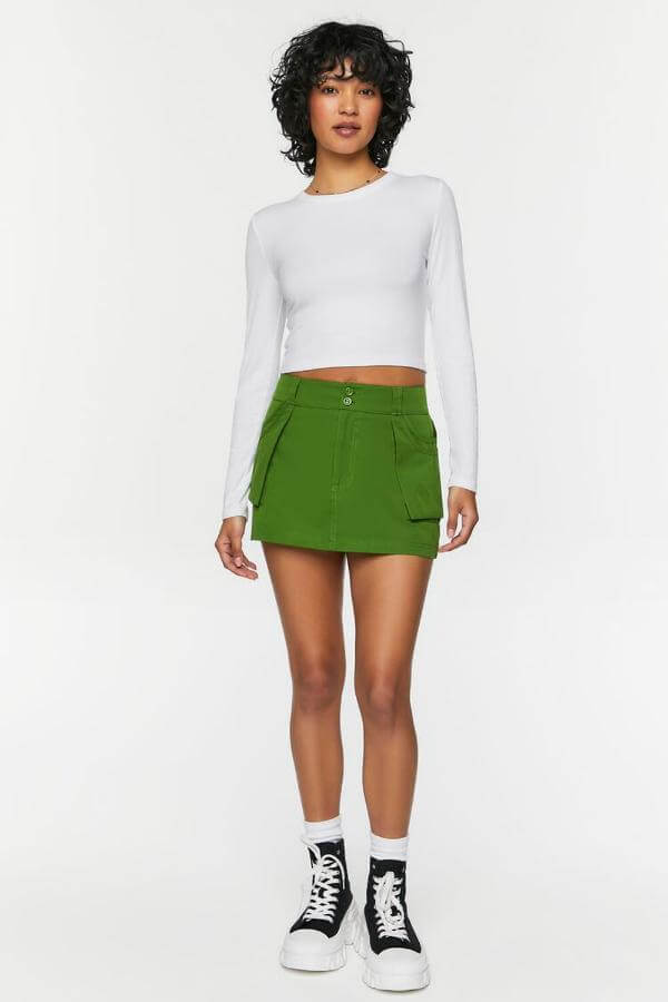 Green Mini Skirt Outfit Aesthetic