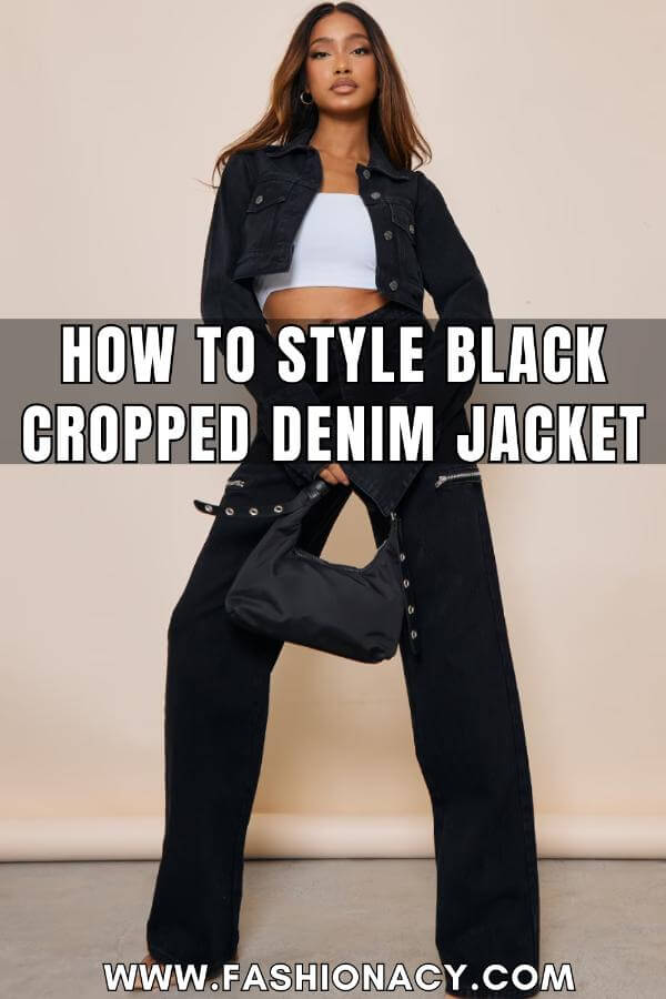 How to Style Black Cropped Denim Jacket