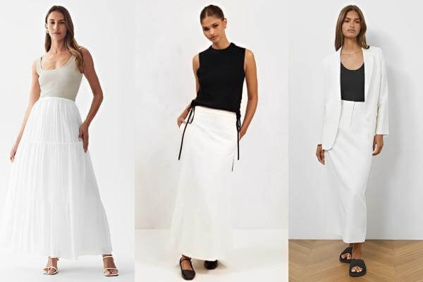 How to Style Long White Skirt