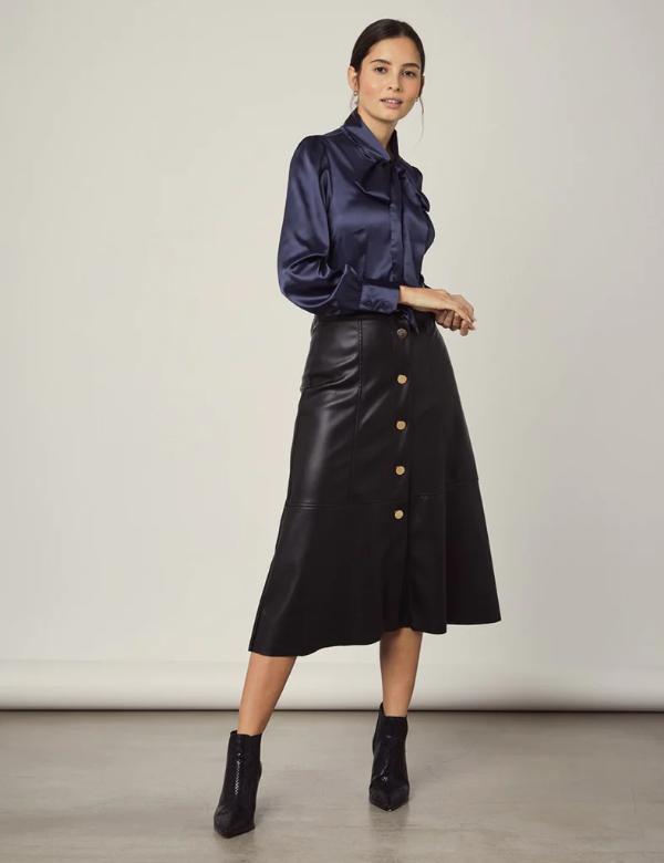 How to Style Satin Blouse With Skirt