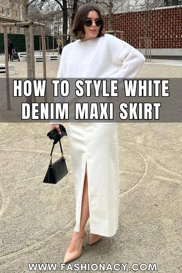 How to Style a White Denim Maxi Skirt